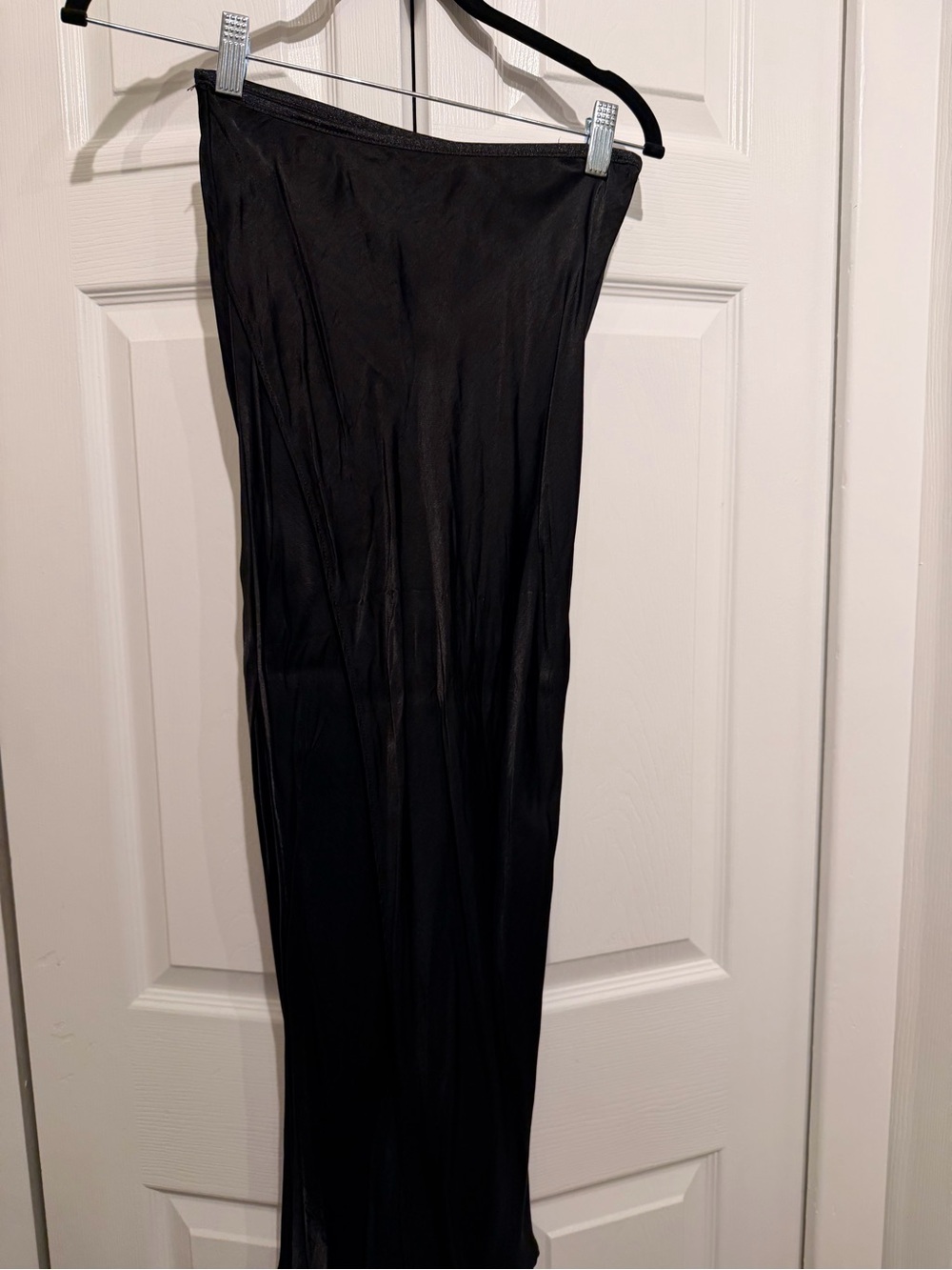 Zara black satin midi skirt